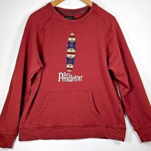 Surf Pendleton Sweatshirt Mens Medium Burgundy Red Southwest Relaxed Casual